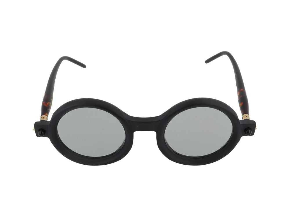 Kuboraum Bold Oversized Tortoiseshell Accent Round Sunglasses