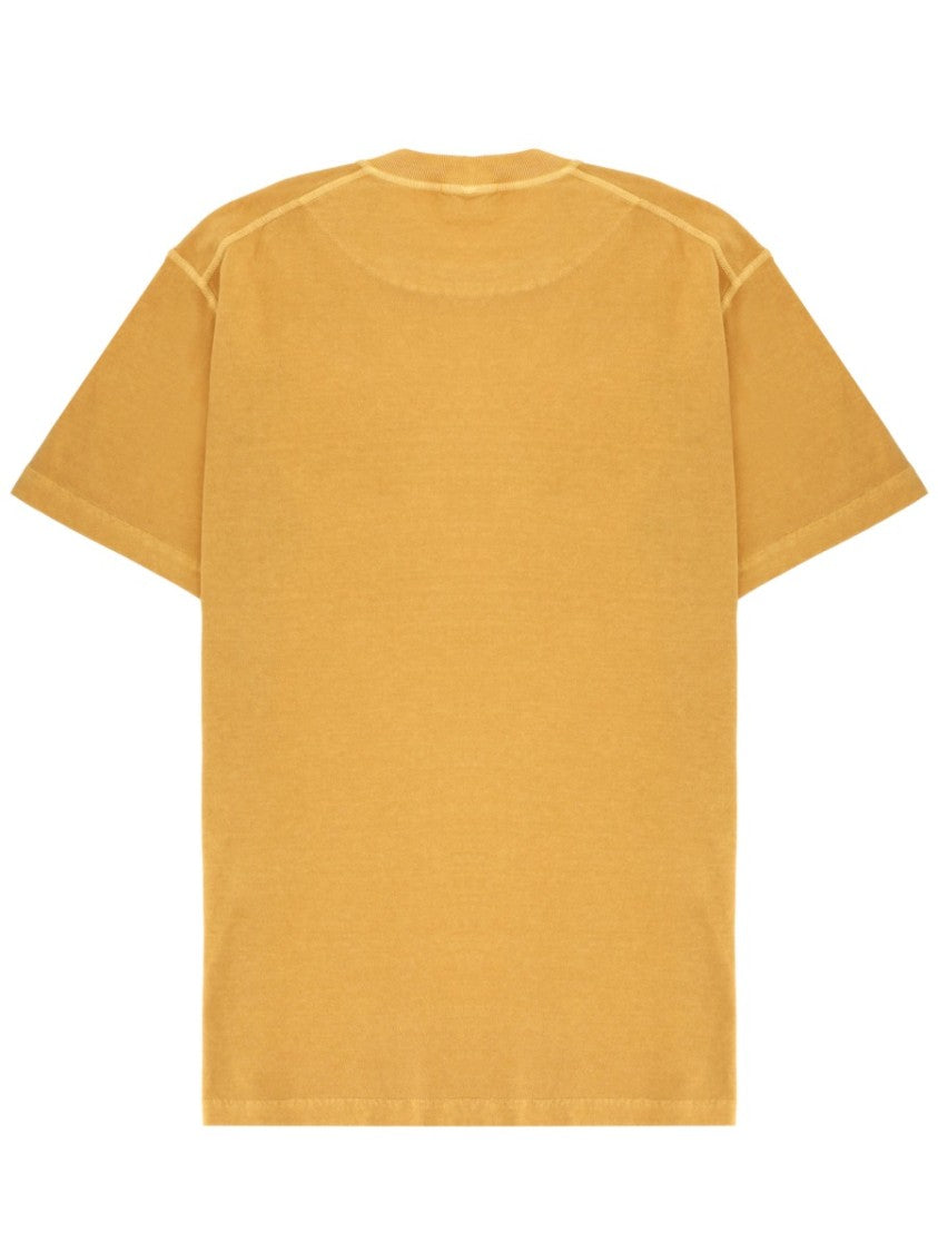 Stone Island Mustard Yellow Logo Patch Cotton T-Shirt