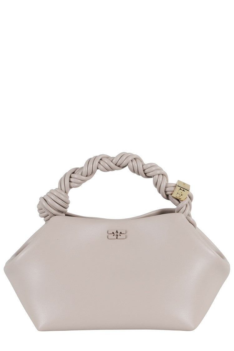 Ganni Gray Bou Small Hexagonal Braided Strap Recycled Leather Tote Bag