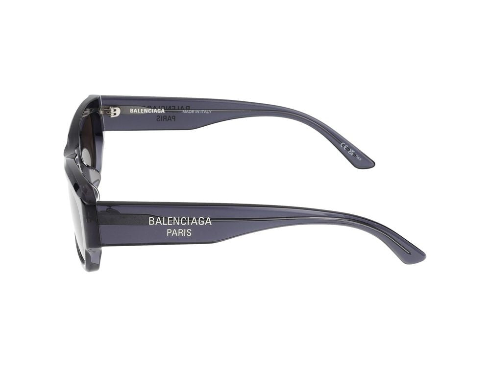 Balenciaga Grey Thick Temples Translucent Acetate Square Sunglasses