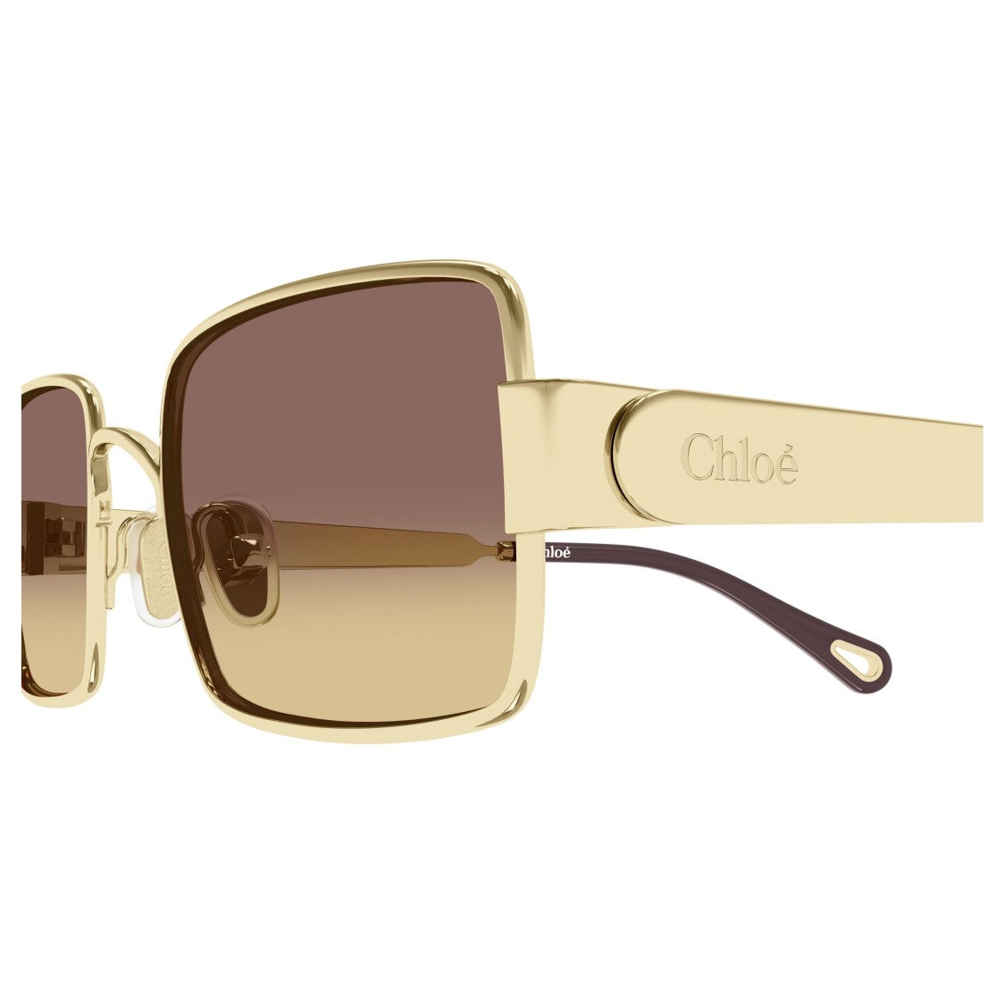 Chloé Bold Rectangular Sunglasses With Gold-Tone Frame