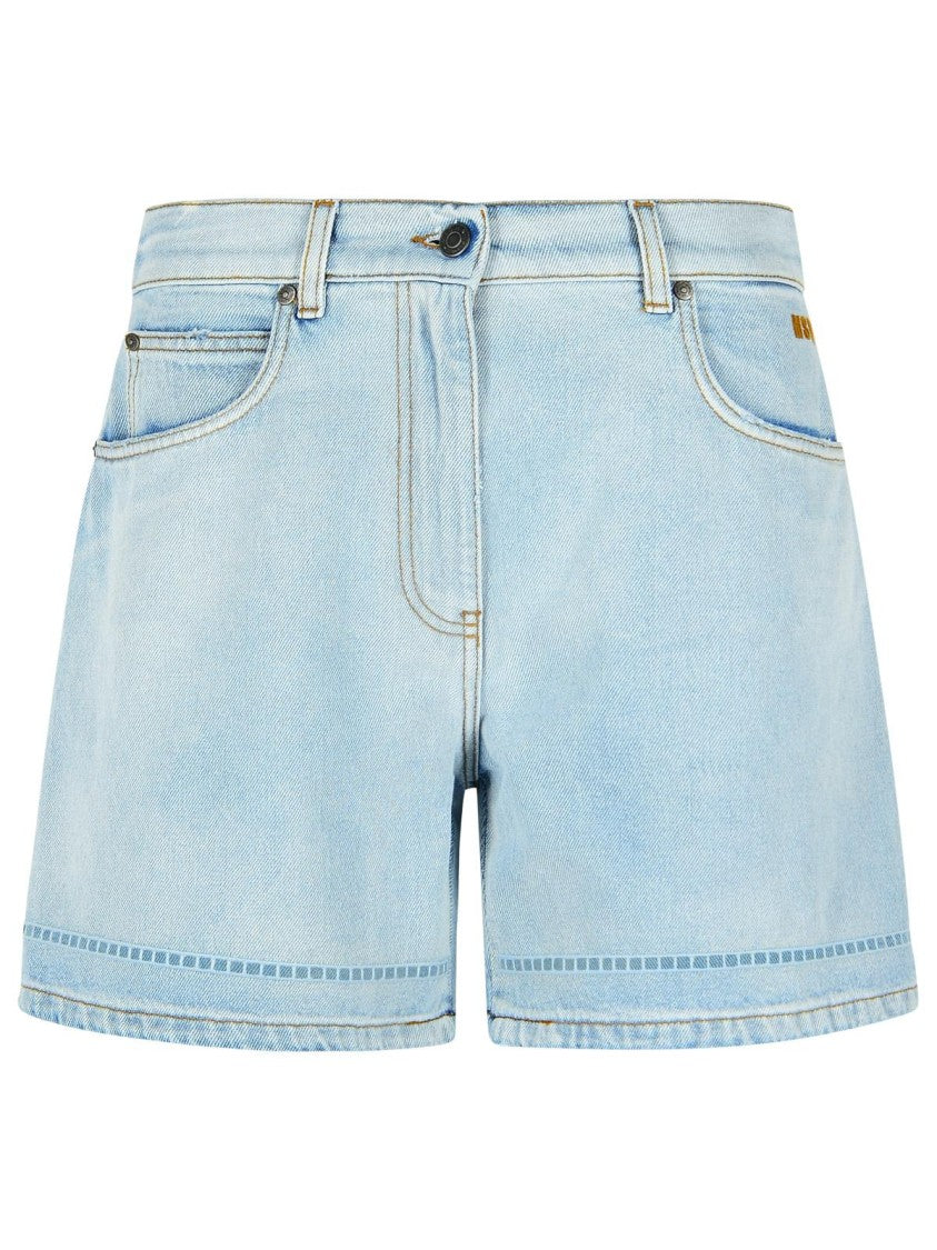 Msgm Light Blue Denim Shorts