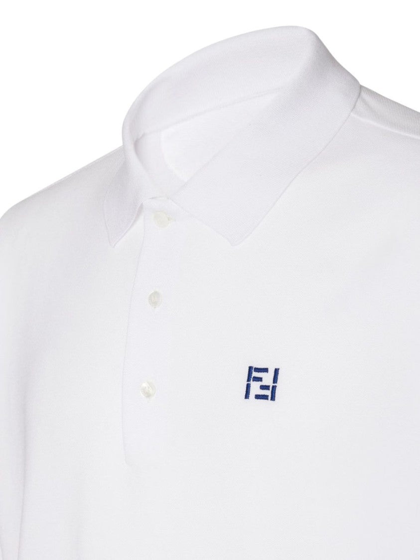 Fendi White Cotton Piqué Ff Selleria Polo Shirt