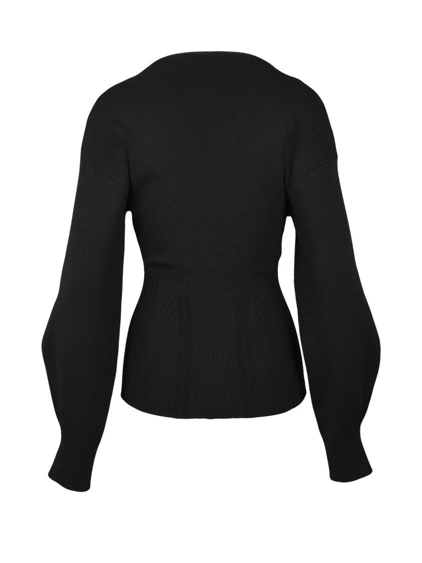 Alberta Ferretti Fitted Knit Puff Sleeve - Black