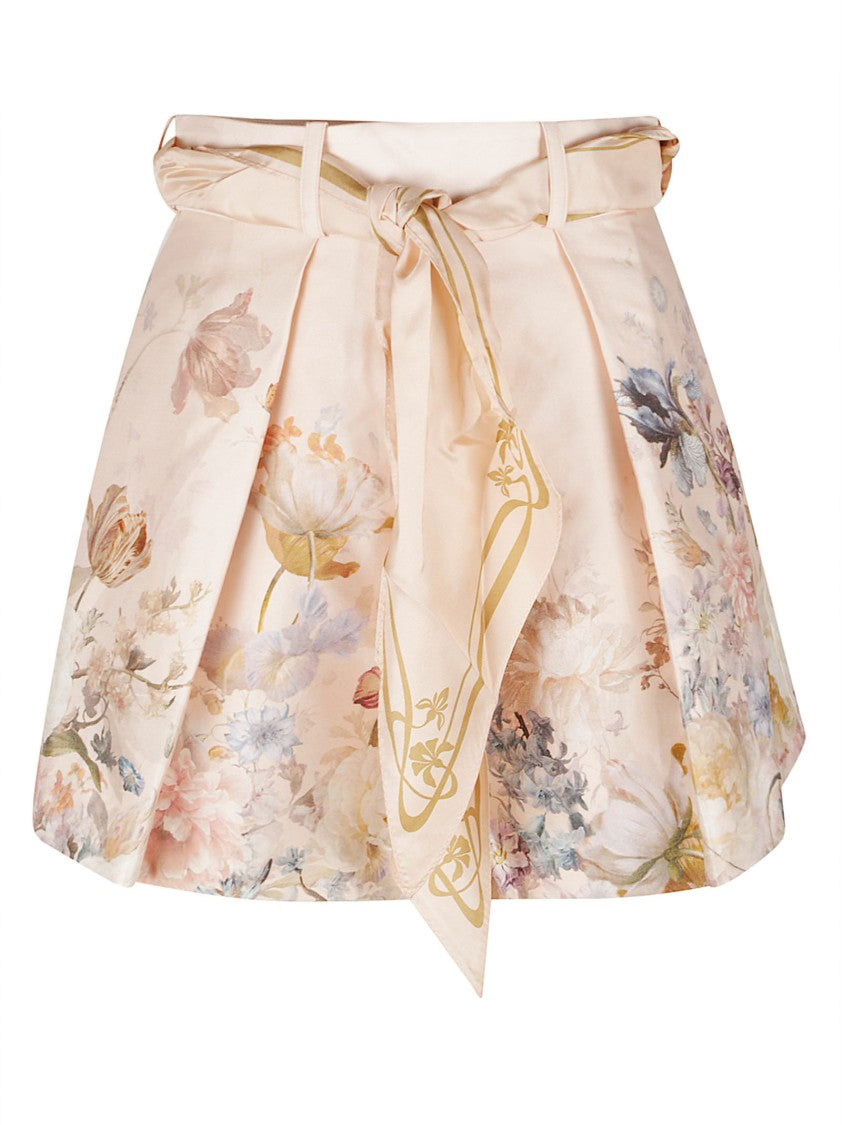 Zimmermann High-Waisted Floral Print Shorts With Bow Detail