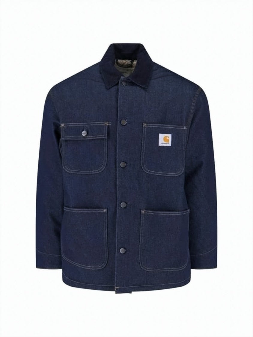 Carhartt Wip Dark Indigo Denim Coat With Classic Collar
