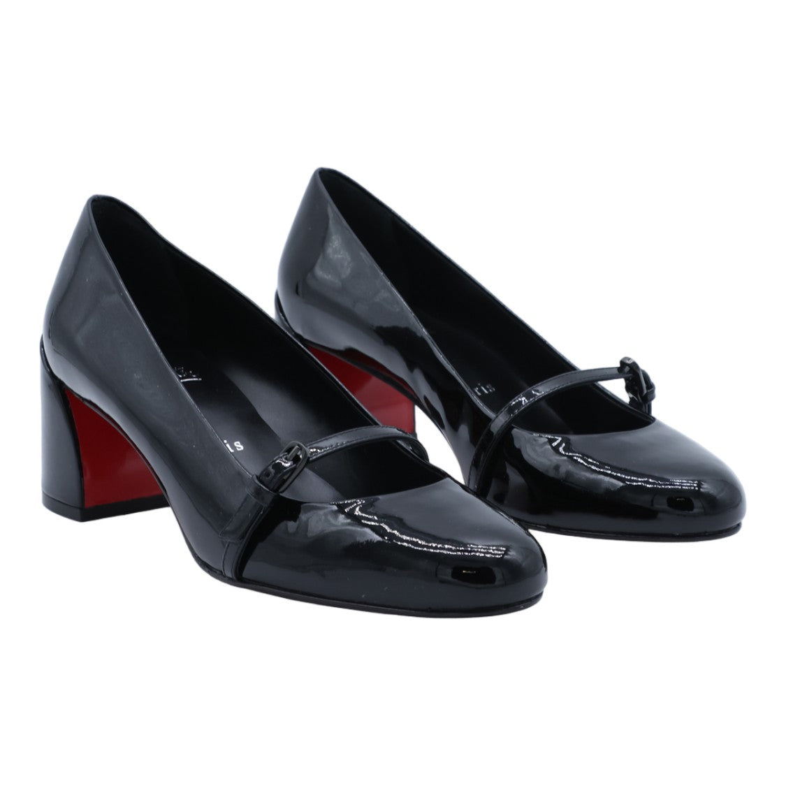 Christian Louboutin Mary Jane Pumps With Patent Finish And Bold Red Sole