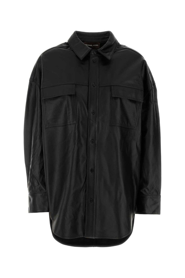 Michael Michael Kors Black Leather Oversize Shirt