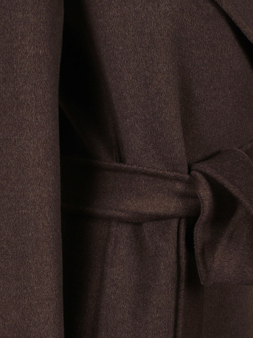 Max Mara Knee-Length Wrap Coat With Self-Tie Belt And Tailored Silhouette