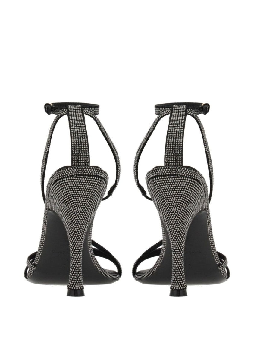 Ferragamo High-Heeled Black Goat Suede Sandals
