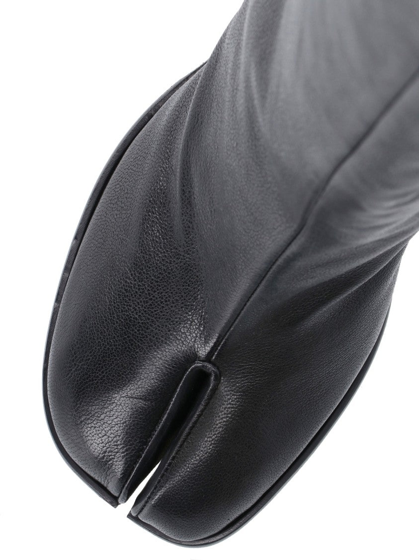 Maison Margiela Knee-High Split-Toe Black Leather Boots