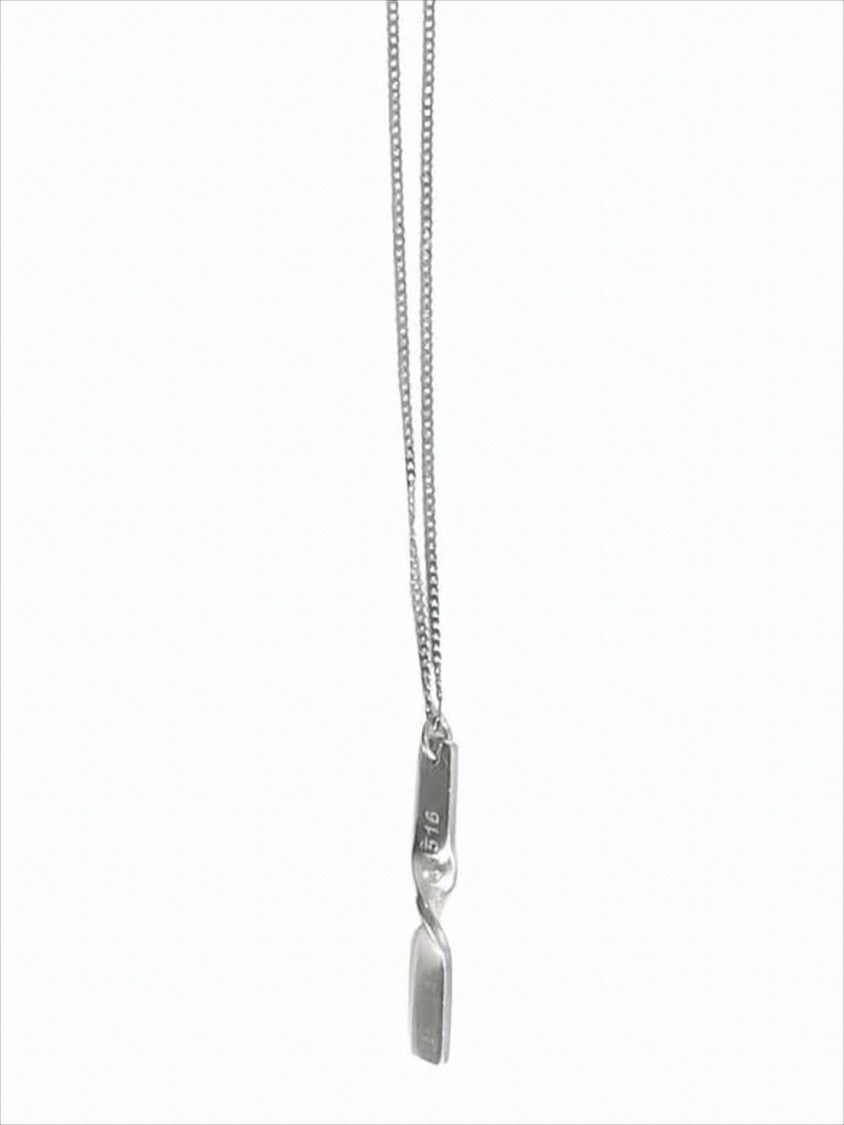 Maison Margiela Silver-Tone Minimalist Necklace With Twisted Pendant Details