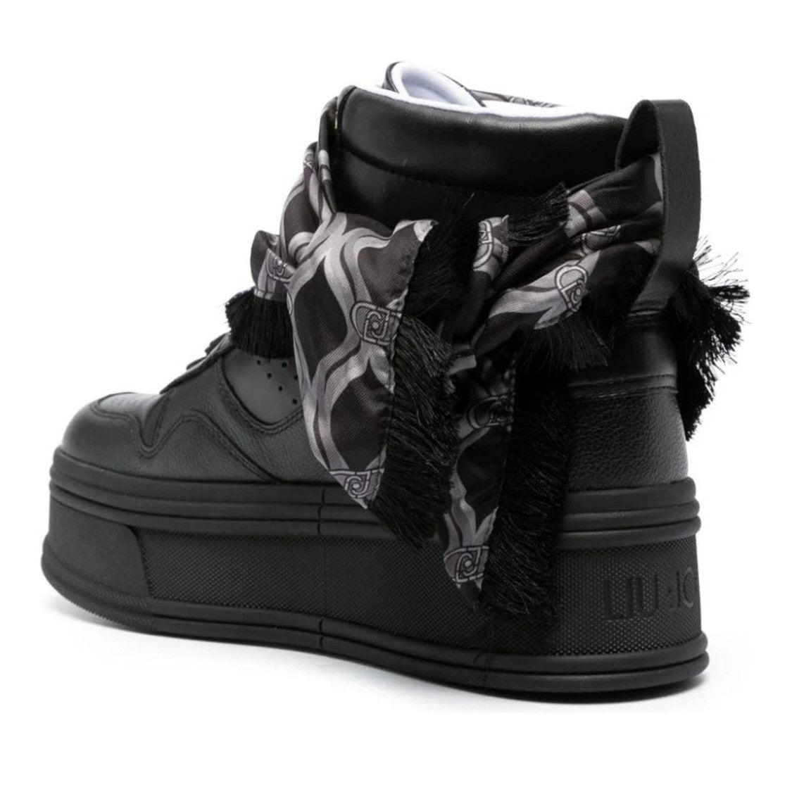 Liu Jo Black Selma 02 Leather Fringed Scarf Boots