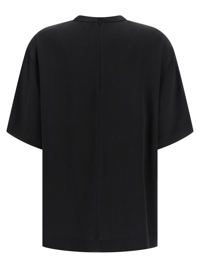 Totême Lustrous Satin Viscose T-Shirt With Back Zip Closure