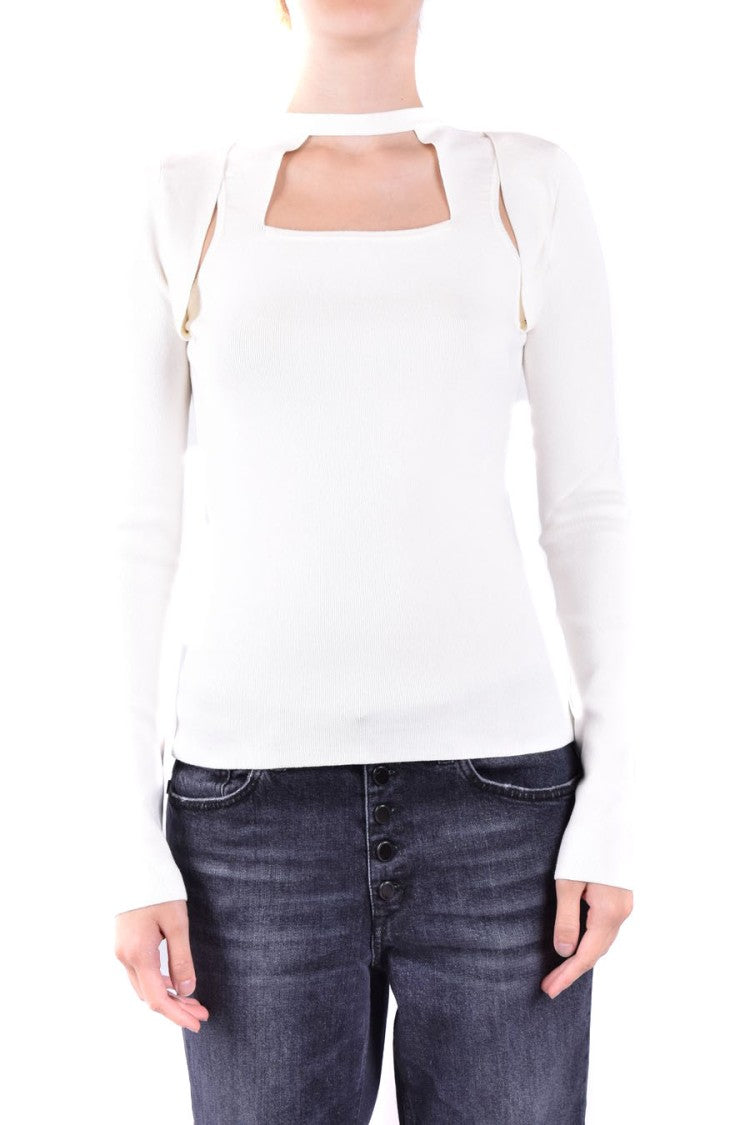 Dondup Square Cut-Out White Sweater