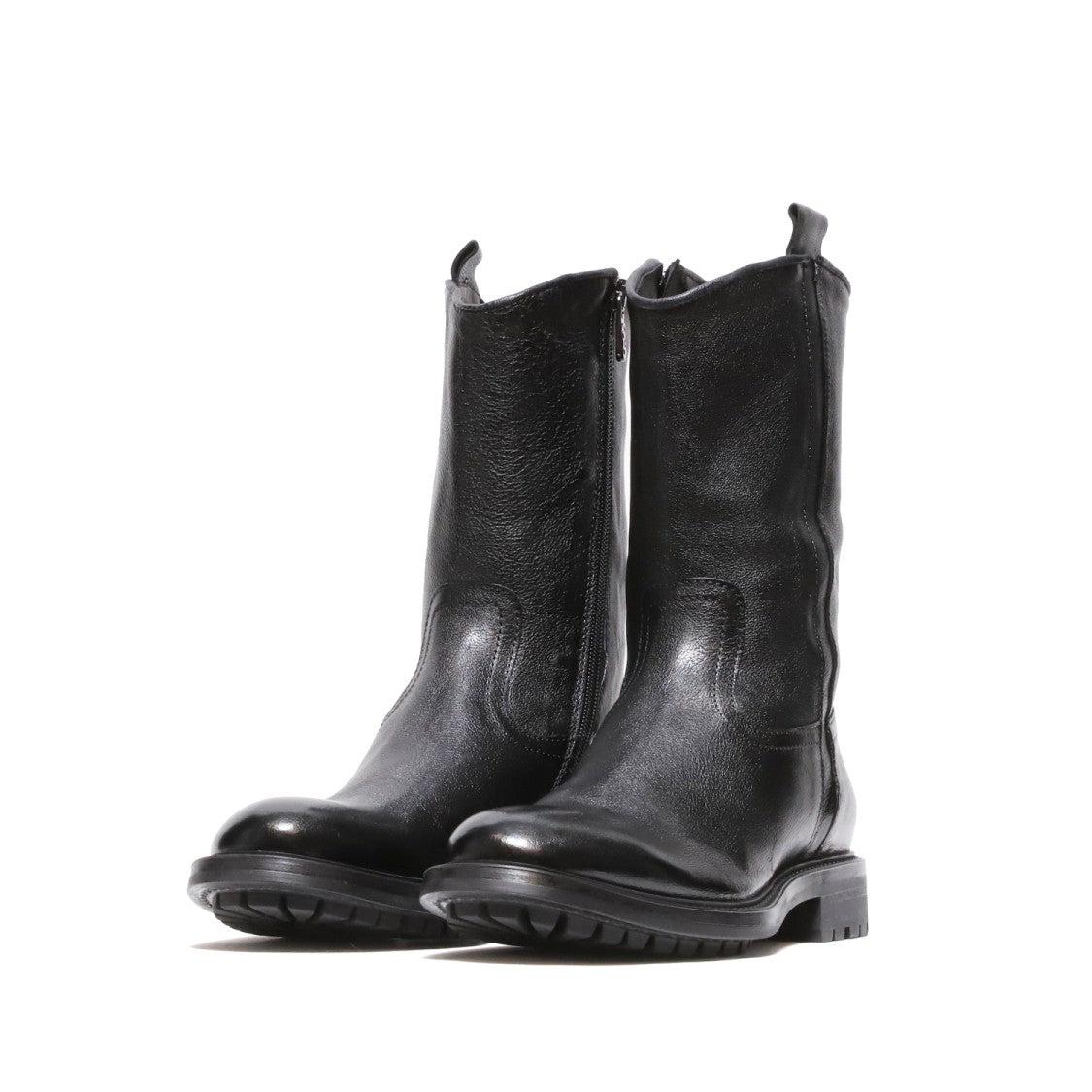 Hundred 100 Black Buffalo Leather Ankle Boots