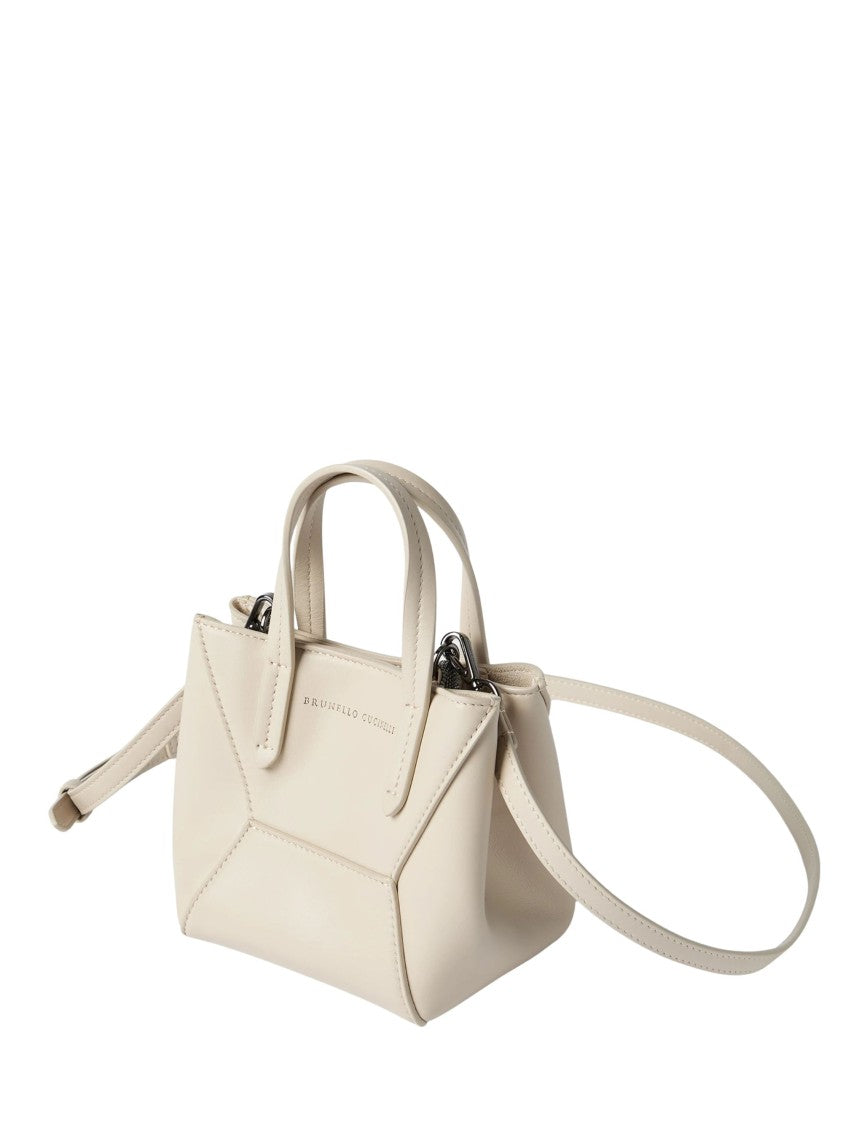 Brunello Cucinelli Ivory Monili Leather Shoulder Bag