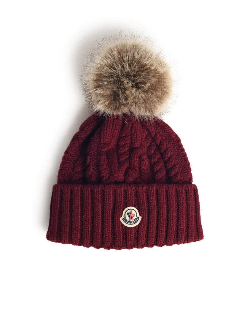 Moncler Ribbed Knitted Beanie With Pom-Pom Detail