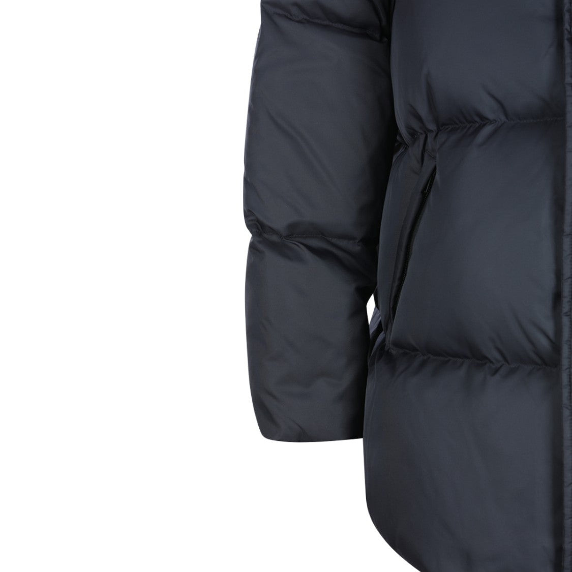 Mm6 By Maison Margiela Midi-Length Black Down Jacket With High Collar And Insulated Design