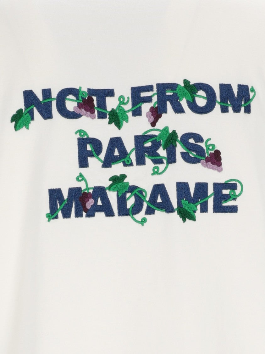 Drôle De Monsieur White Vine Embroidered Slogan T-Shirt