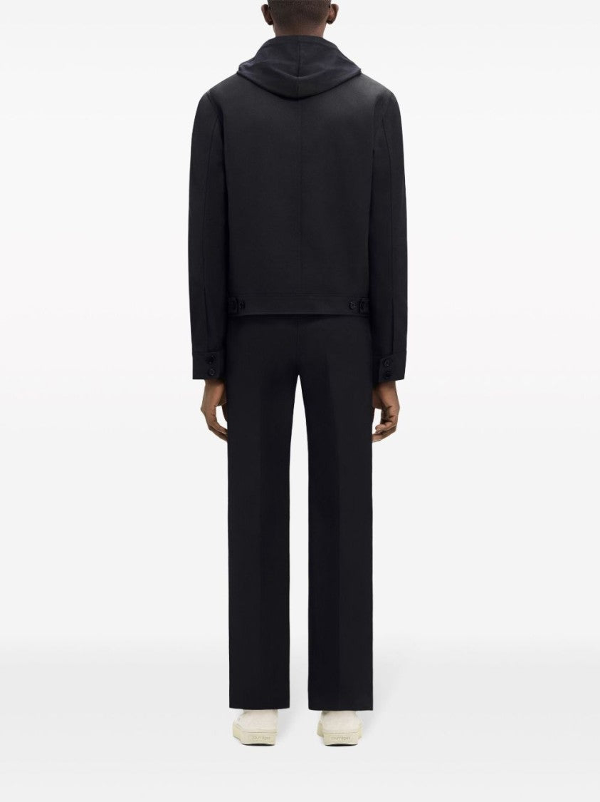 Courrèges Classic Collar Black Twill Weave Jacket
