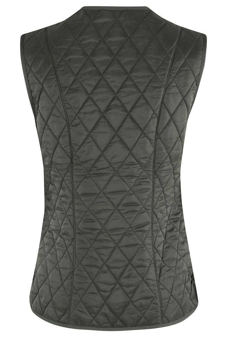Barbour Olive Betty Fleece Quilted Zip Sleeveless Vest