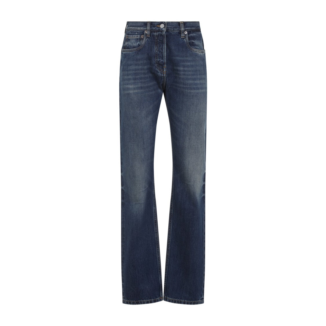 Prada Classic Straight-Leg Denim Jeans With Branded Patch