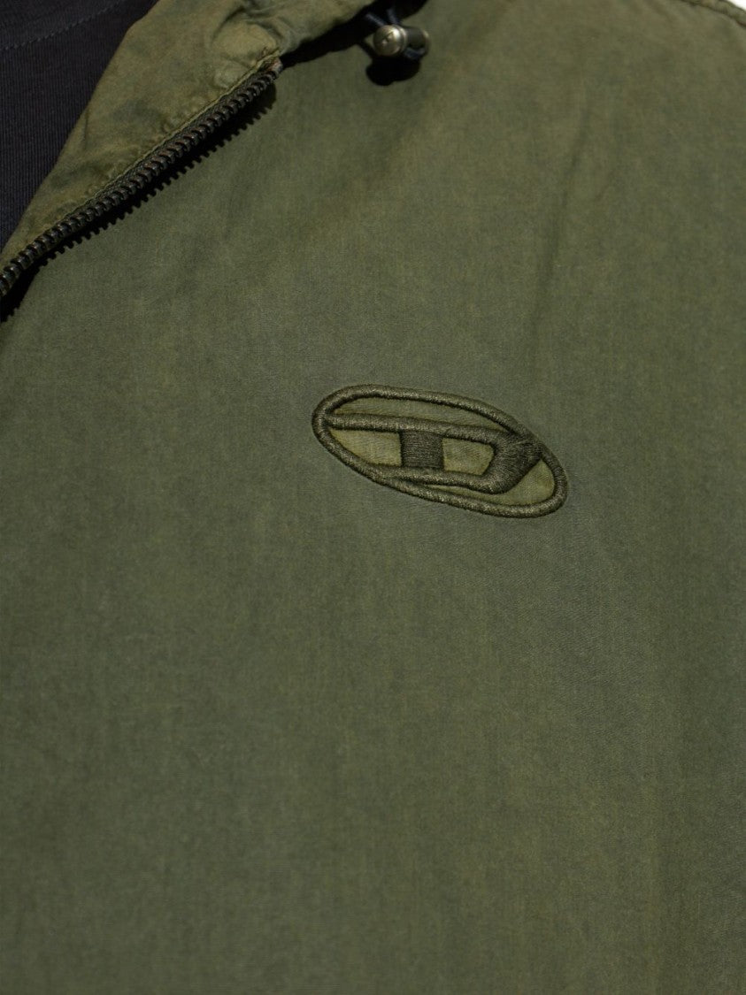 Diesel Green Logo Detail Hooded Zip Jacket