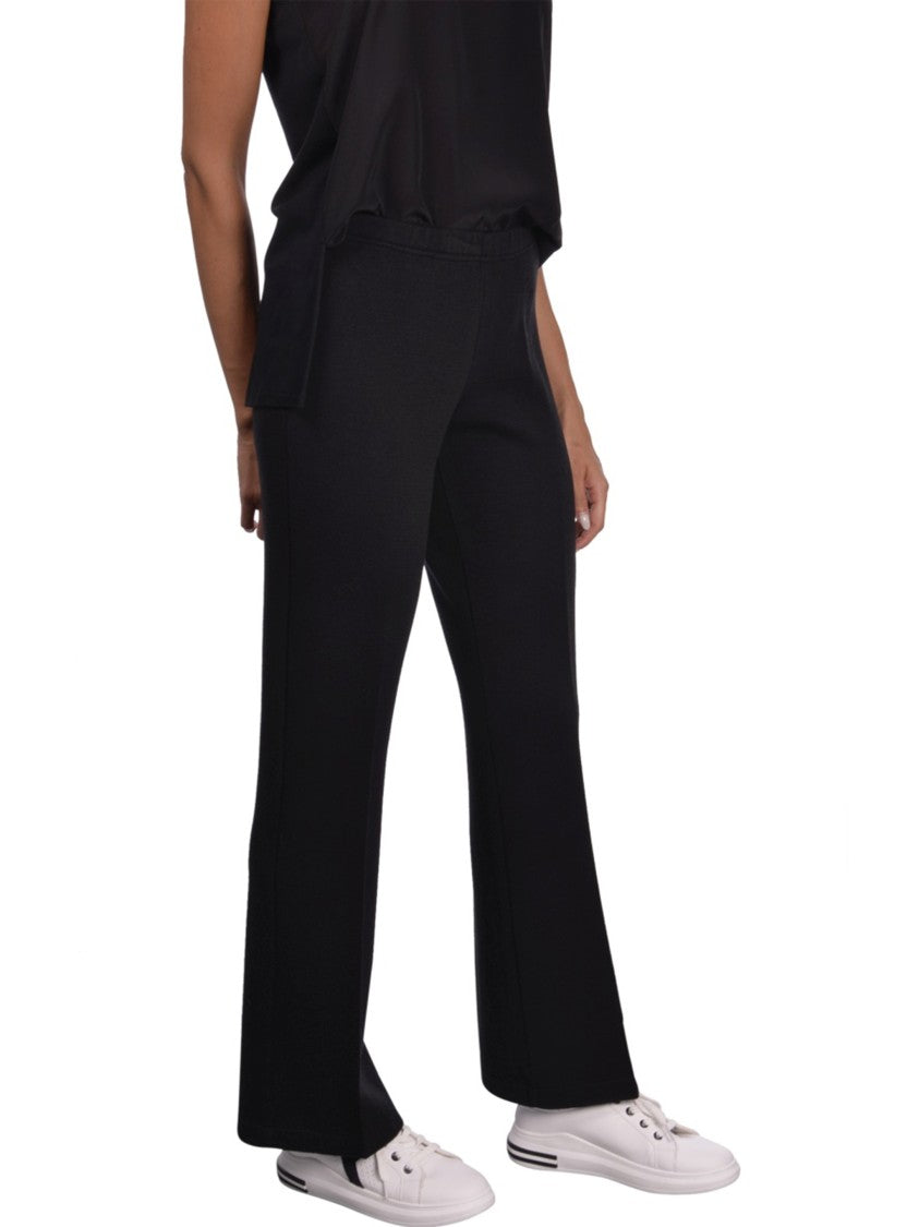 Gran Sasso Straight-Leg Black Wool Pants With Elastic Waistband