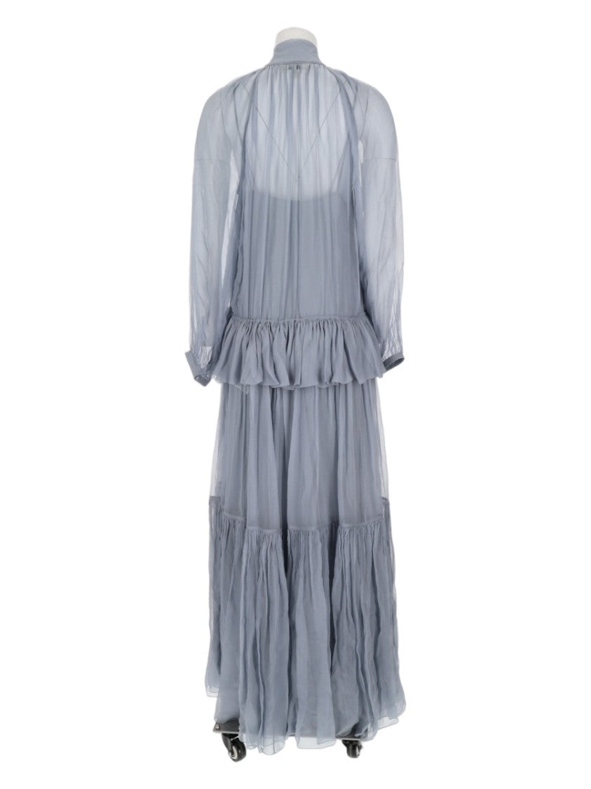 Chloé Flowing Silk Maxi Dress With Lavallière Neckline