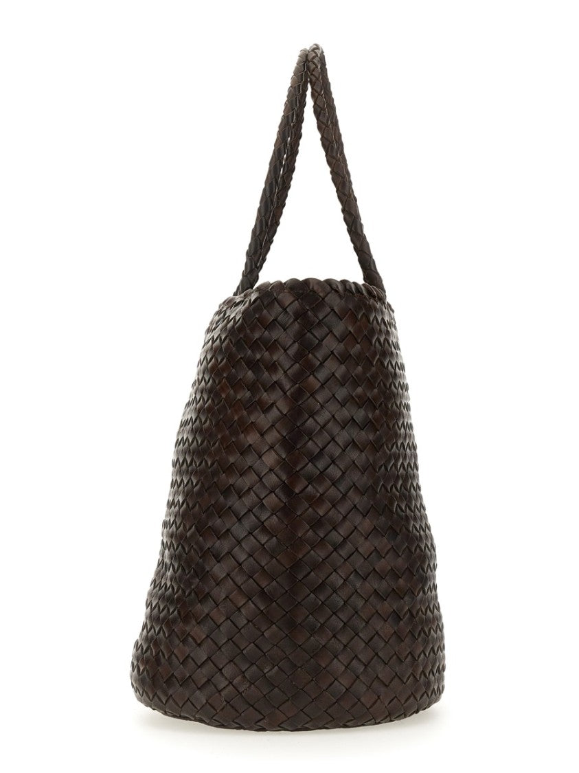 Dragon Diffusion Woven Bucket Bag With Structured Silhouette And Robust Handles