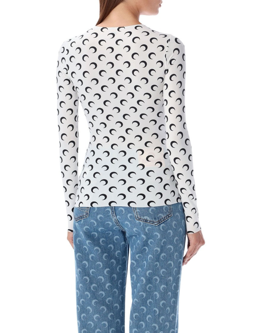 Marine Serre Second Skin Moon Crewneck Top