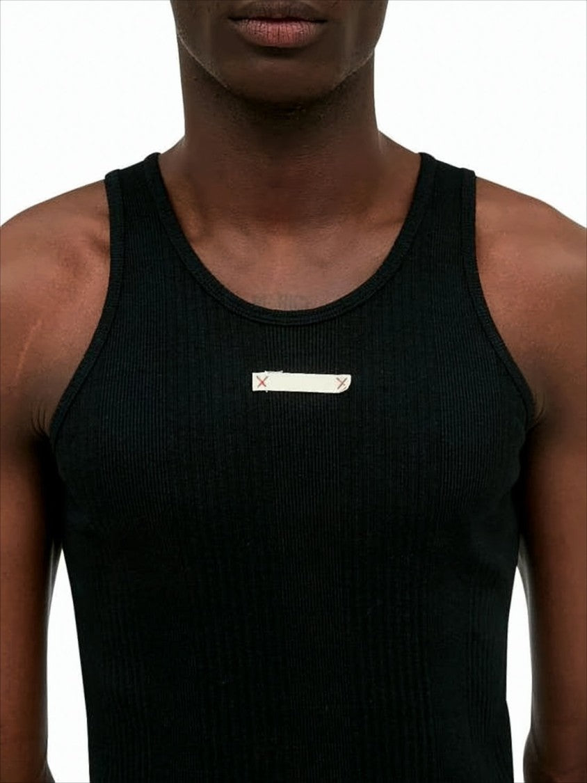 Maison Margiela Fitted Sleeveless Ribbed Tank Top With Rectangular Plaque