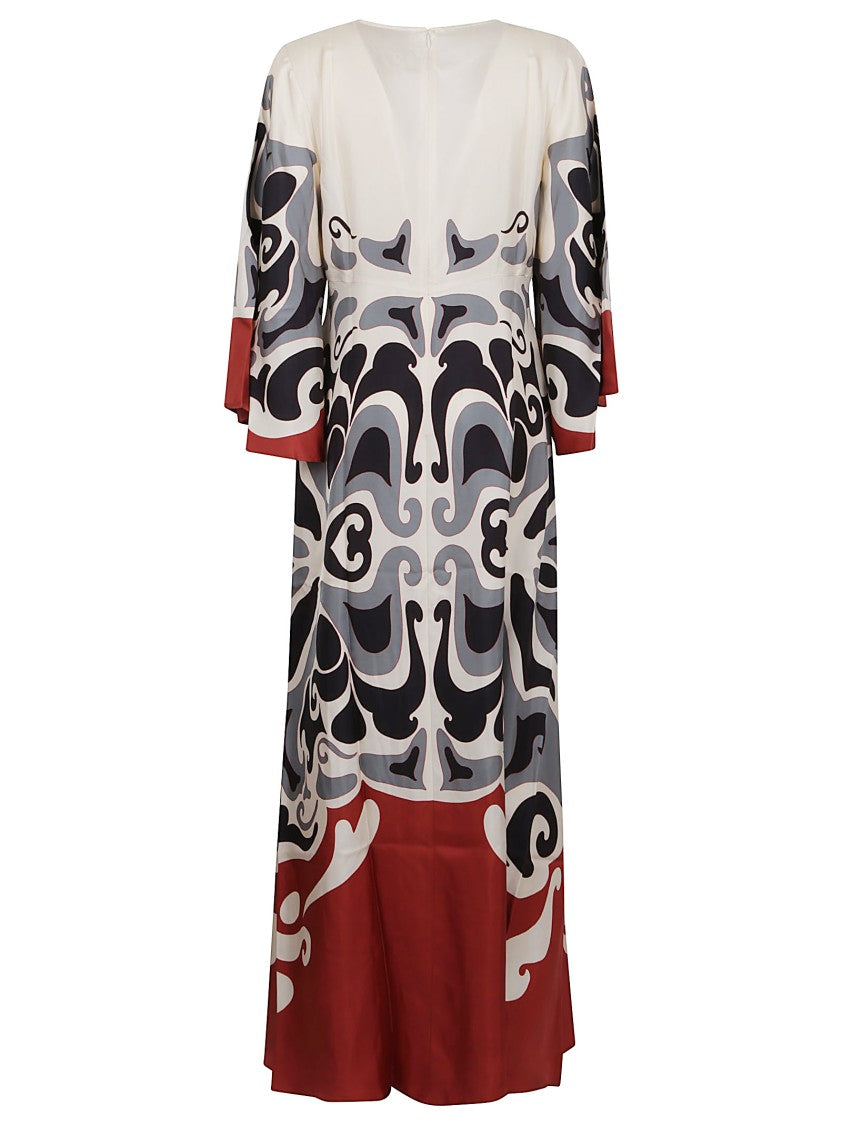 La Double J Silk Midi Dress With Abstract Pattern