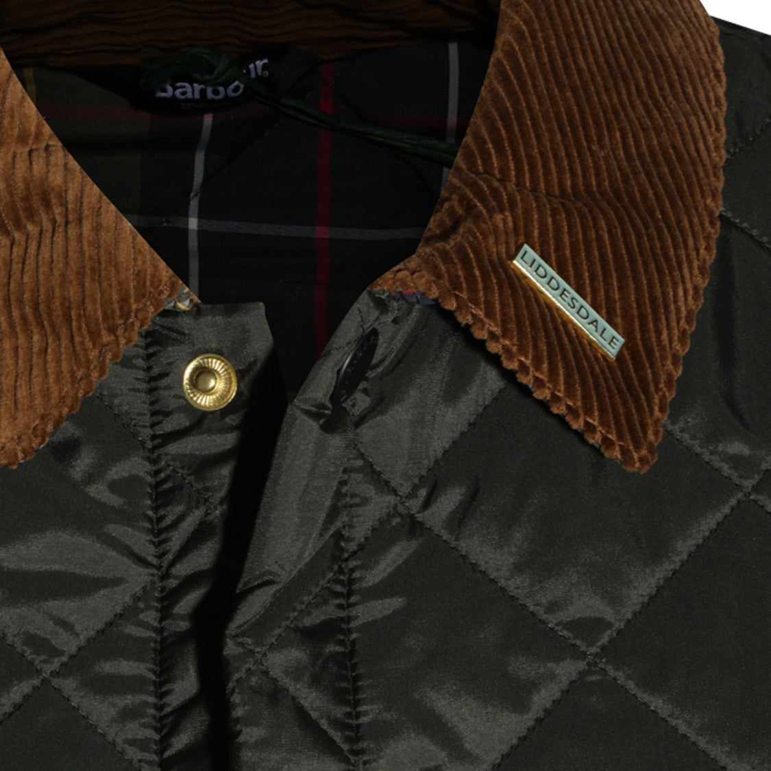 Barbour Olive Liddlesdale Quilted Velvet Collar Jacket