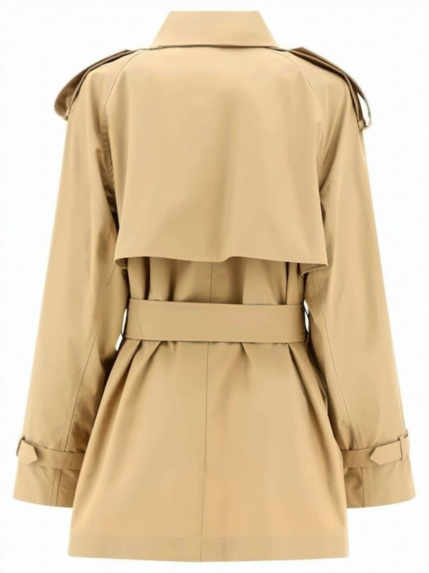 Burberry Short Gabardine Trench Coat With Double-Breasted Front