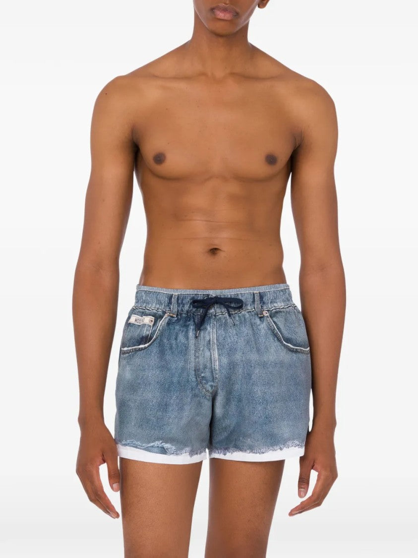 Moschino Faded Blue Casual Shorts With Distressed Hem