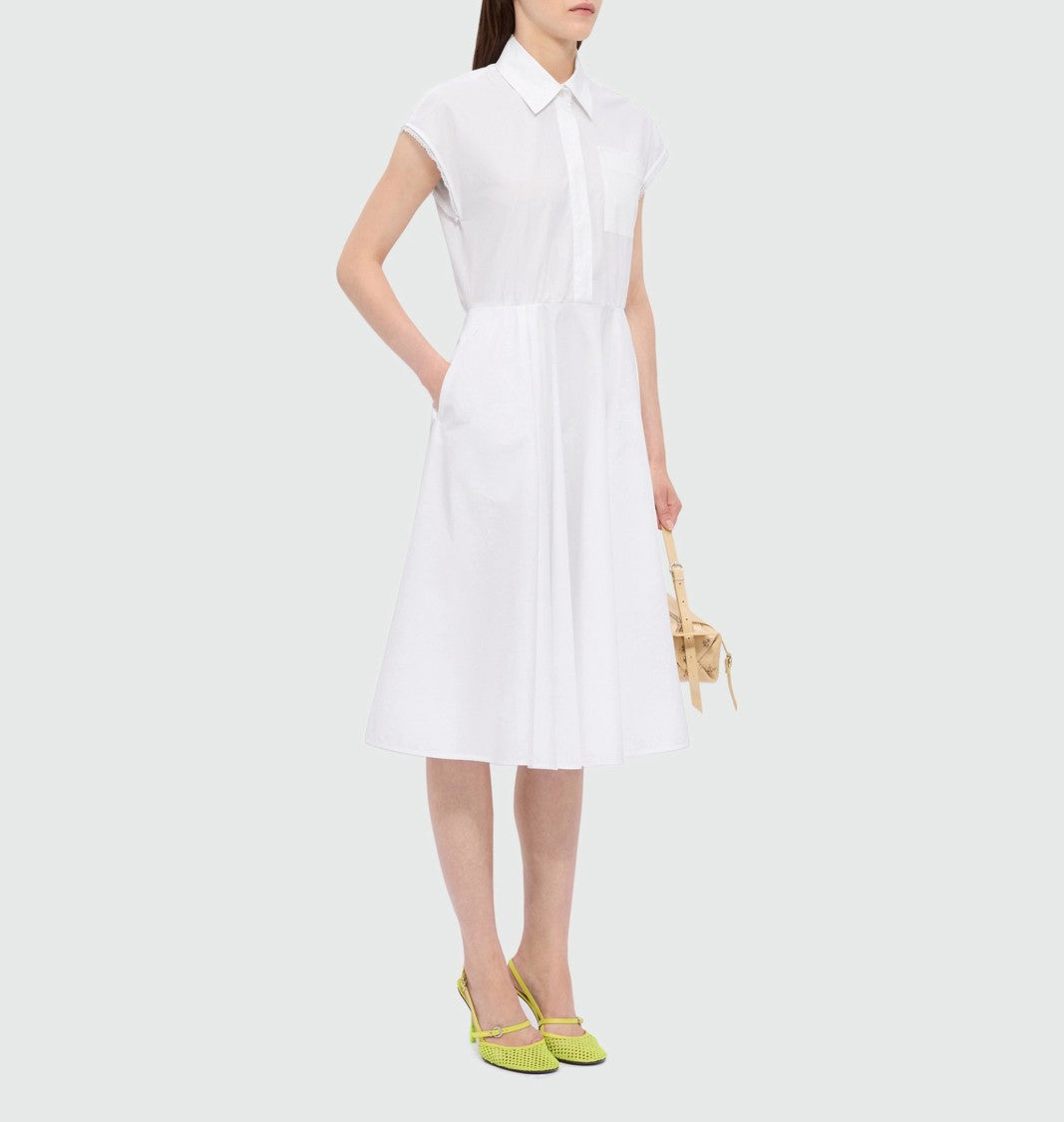 Msgm A-Line Lace Trim Midi Dress