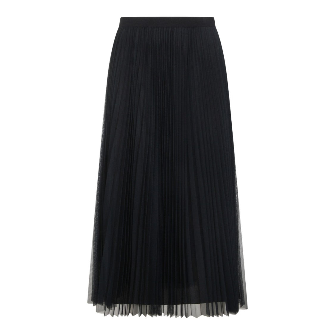 Fabiana Filippi Pleated Midi Skirt With Sheer Overlay