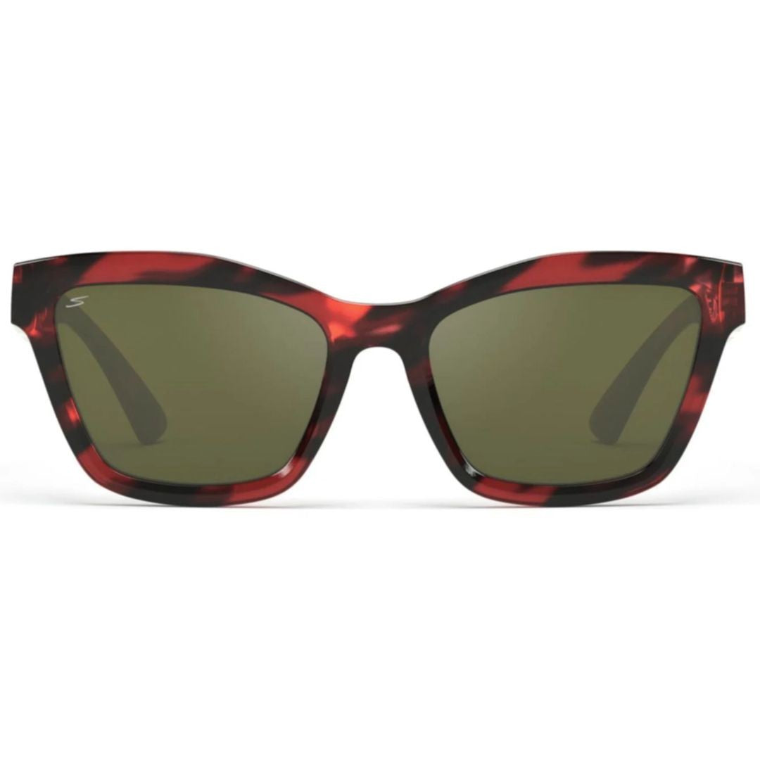 Serengeti Rolla Bold Rectangular Tortoiseshell Sunglasses With Green Lenses