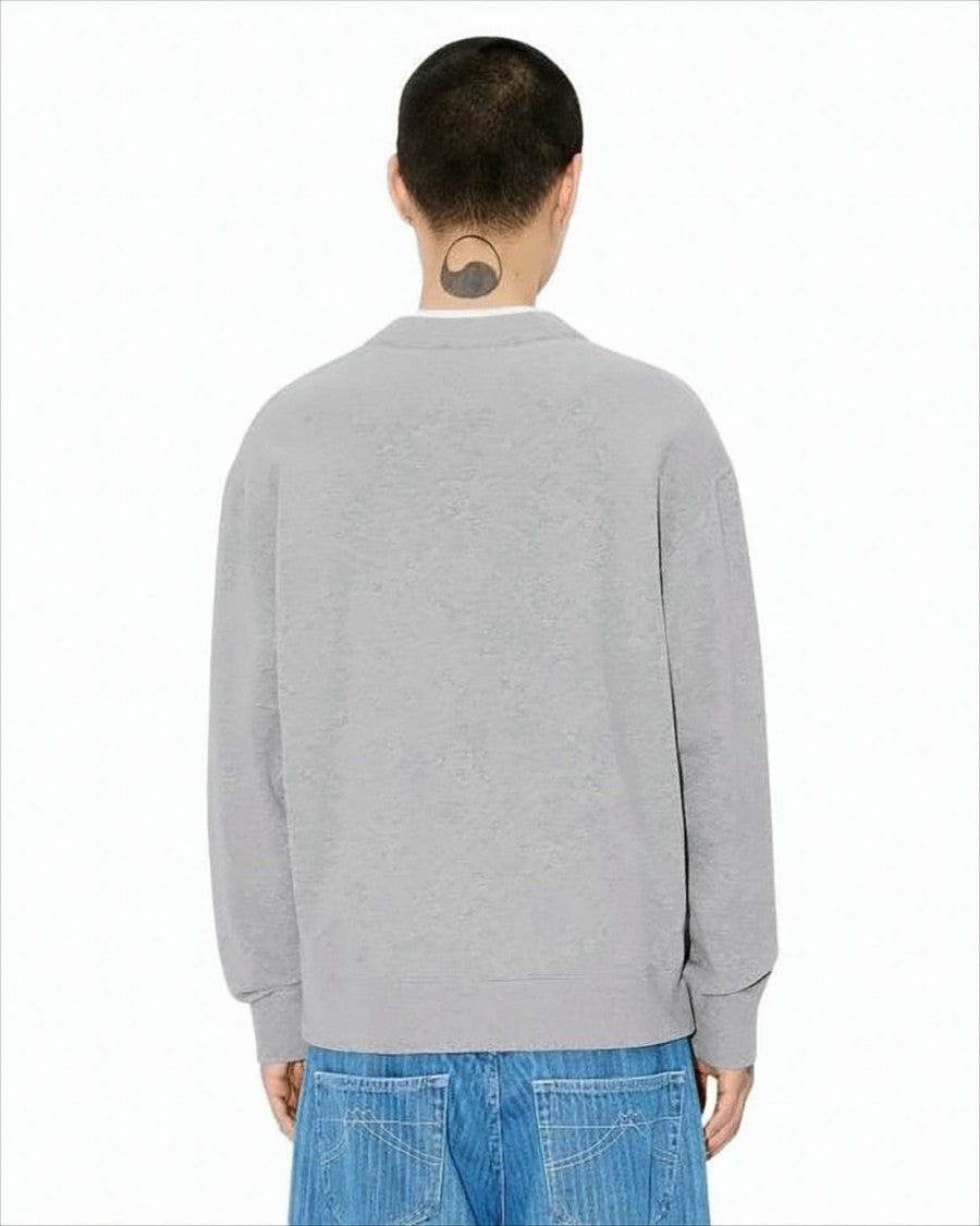 Kenzo Heather Grey Long-Sleeve Sweatshirt With Tiger Graphic