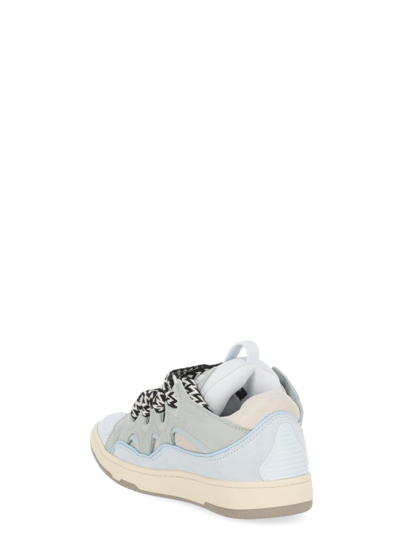 Lanvin Light Blue Curb Leather-Blend Sneakers