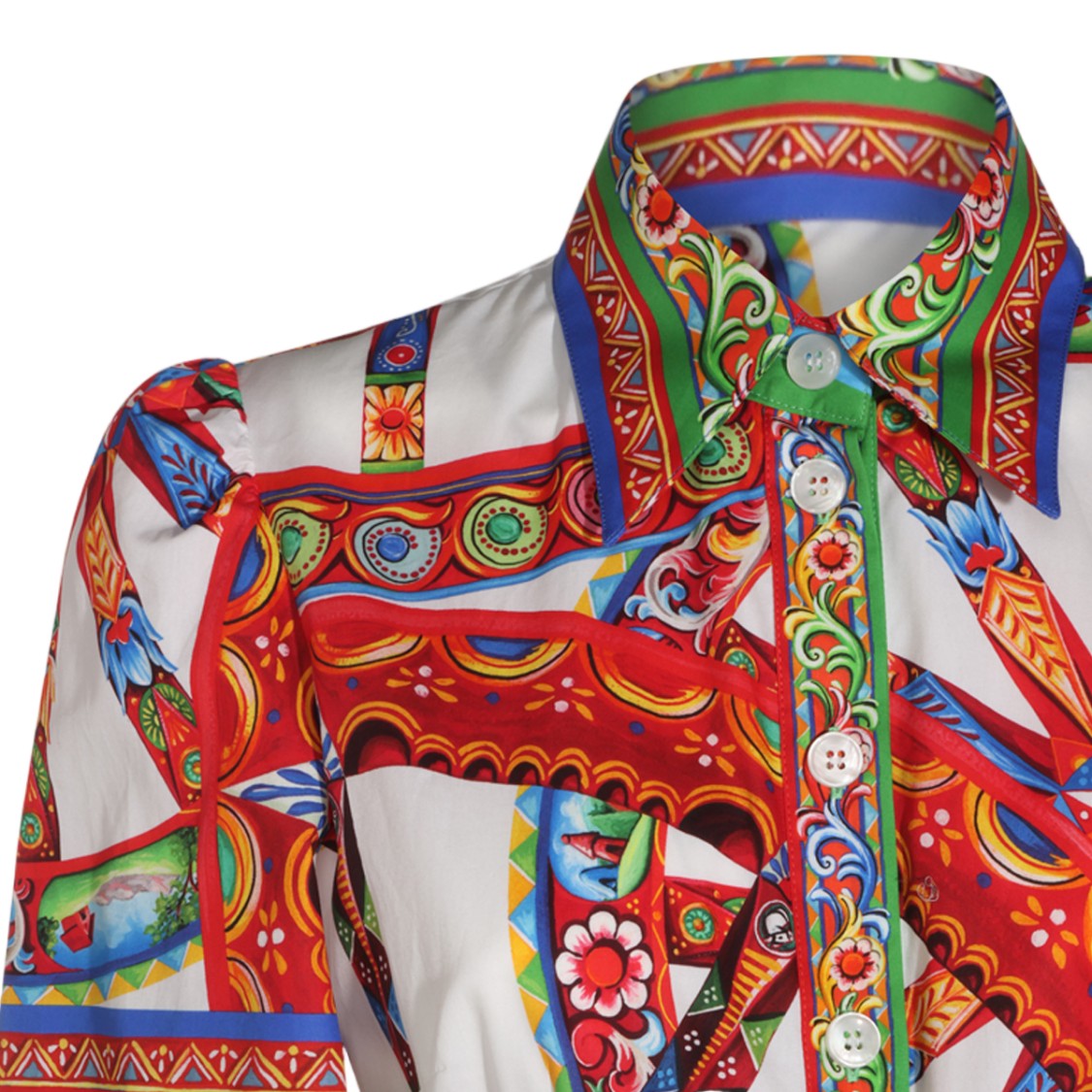 Dolce & Gabbana Belted Midi Shirt Dress With Bold Print