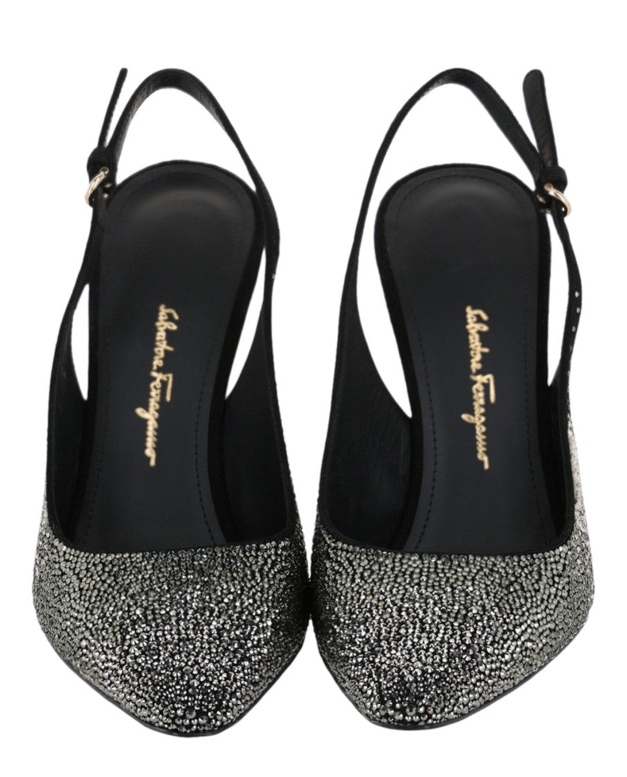 Ferragamo Jessie Crystal-Embellished Slingback Pumps
