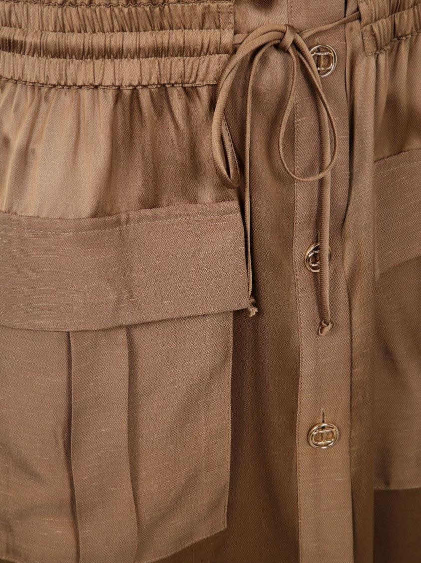Twin-Set Gold-Tone Olive Green Sleeveless Dress