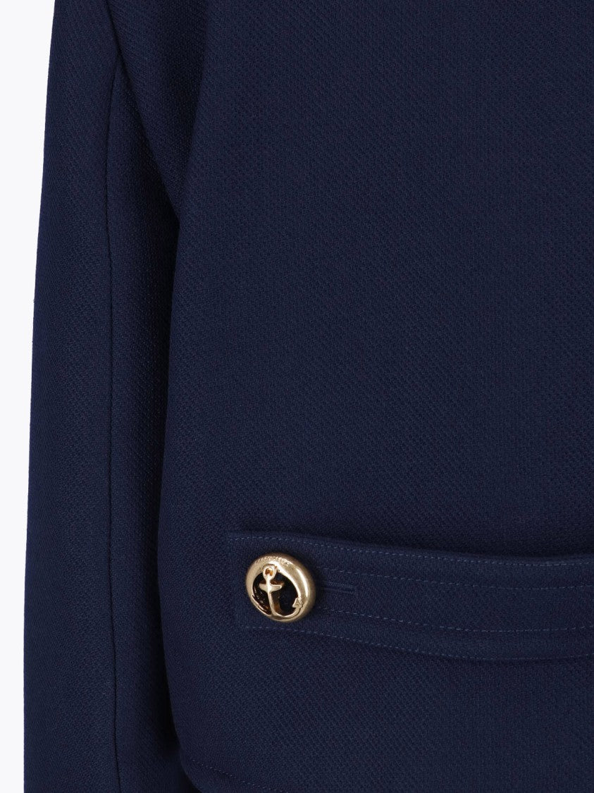 Balenciaga Cropped Double-Breasted Jacket With Gold Anchor Buttons