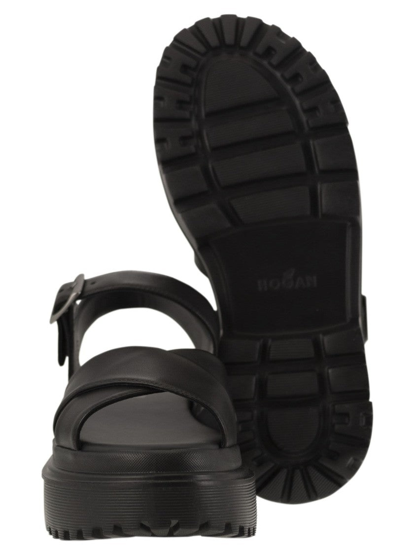 Hogan Leather Sandal With Midsole