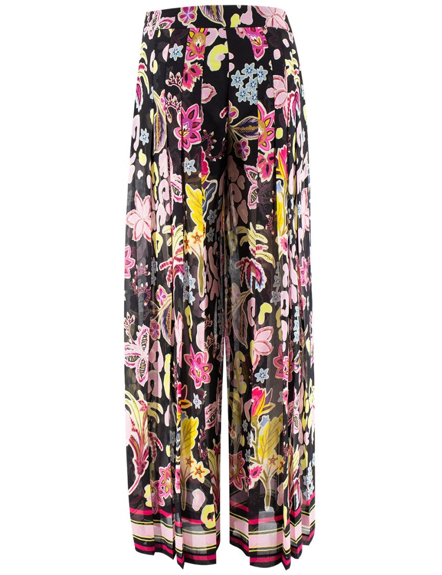 Ermanno Firenze Floral Print Trouser Skirt With Pleated Design