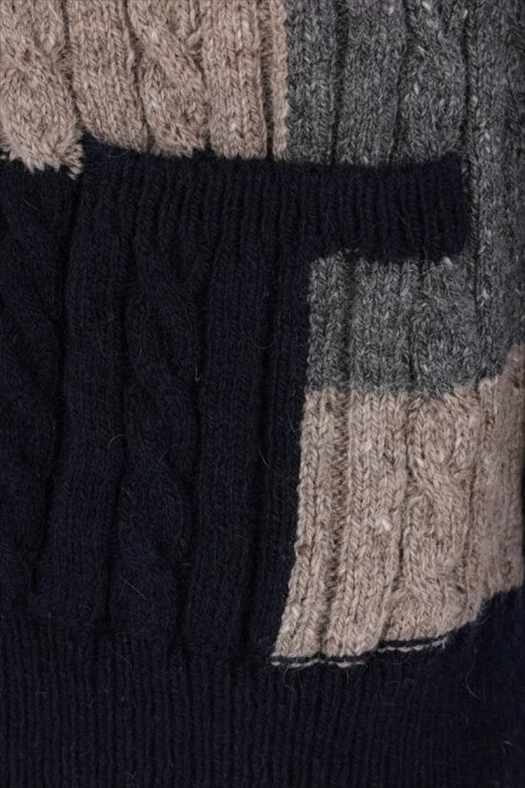 Thom Browne Patchwork Cable Knit Cardigan With Button-Up Front