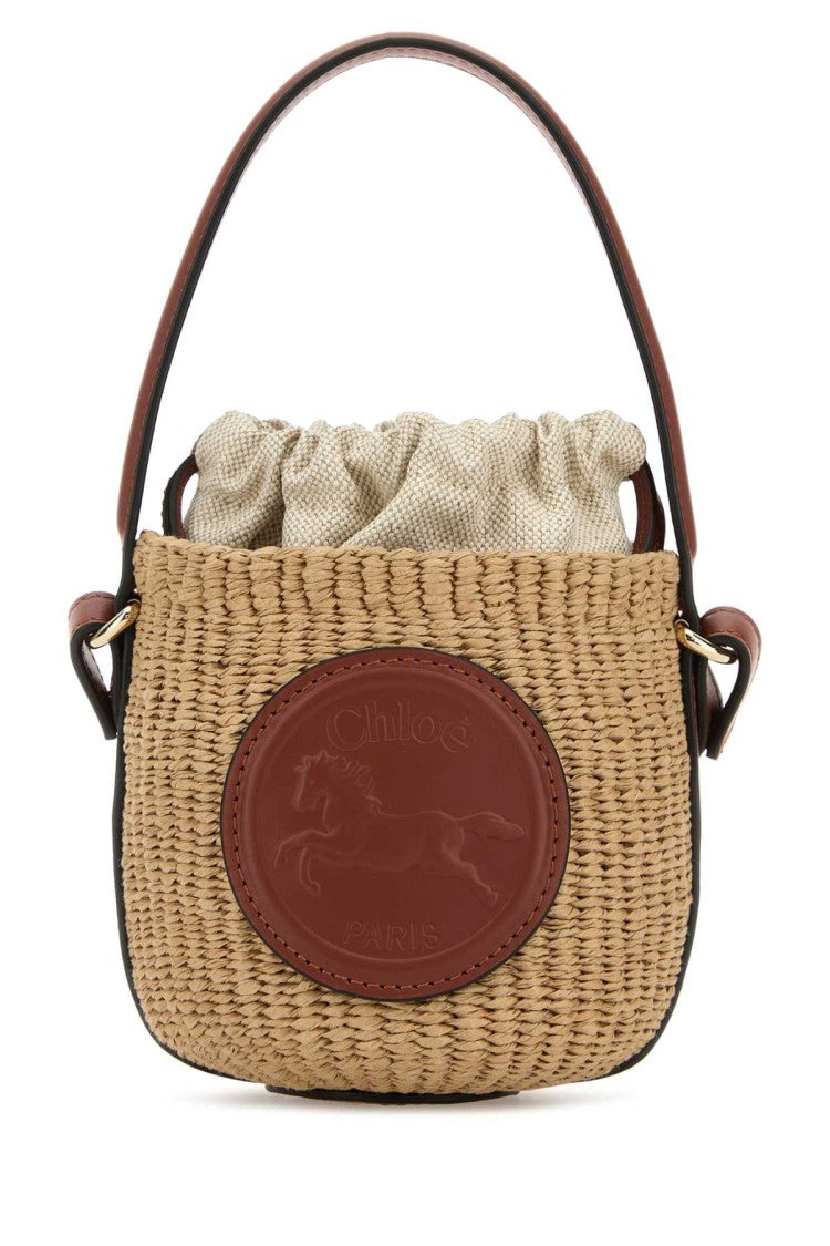 Chloé Raffia Horse Medal Bucket Bag